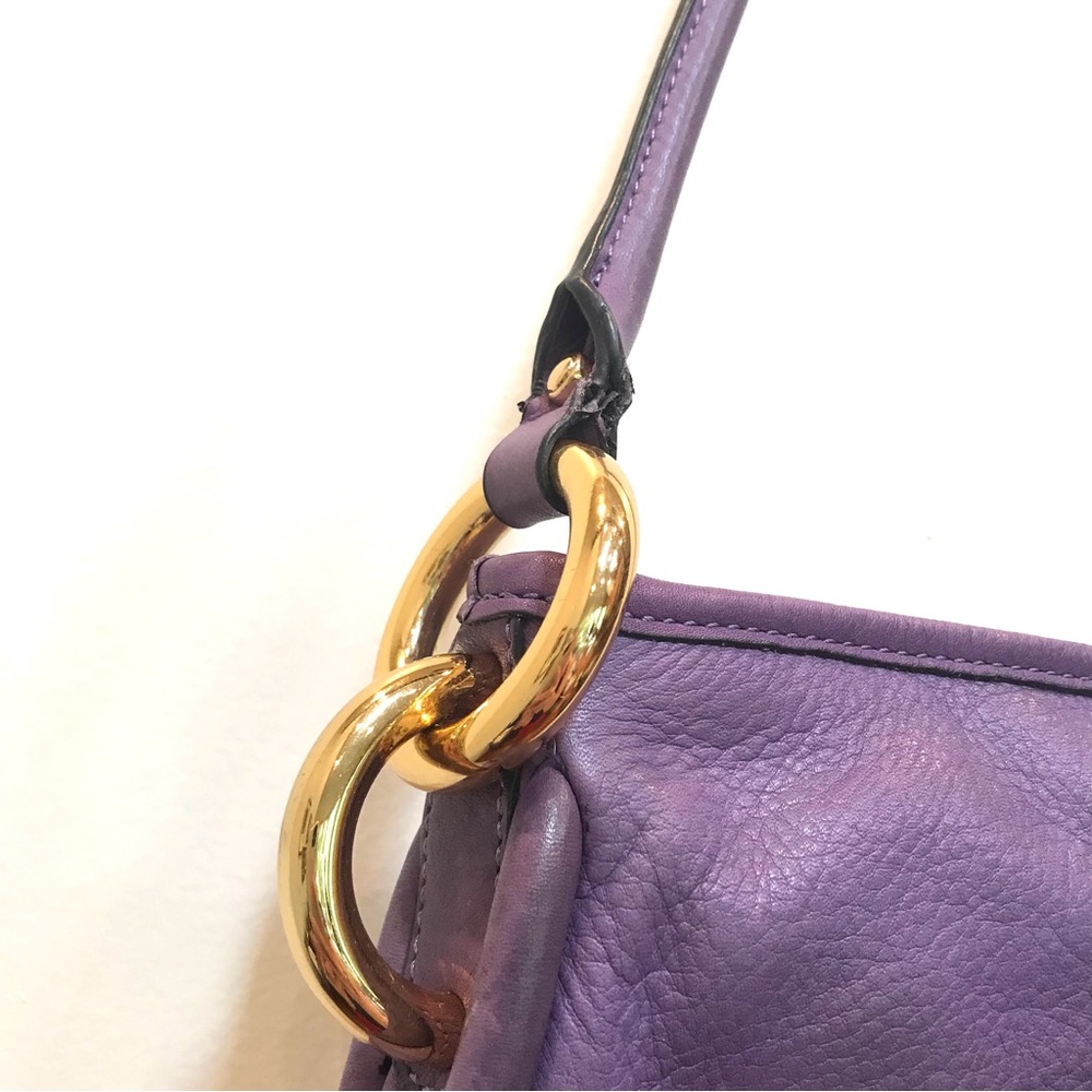 B. Makowsky Purple Gold Chunky Hardware Leather Crossbody - Picture 5 of 16